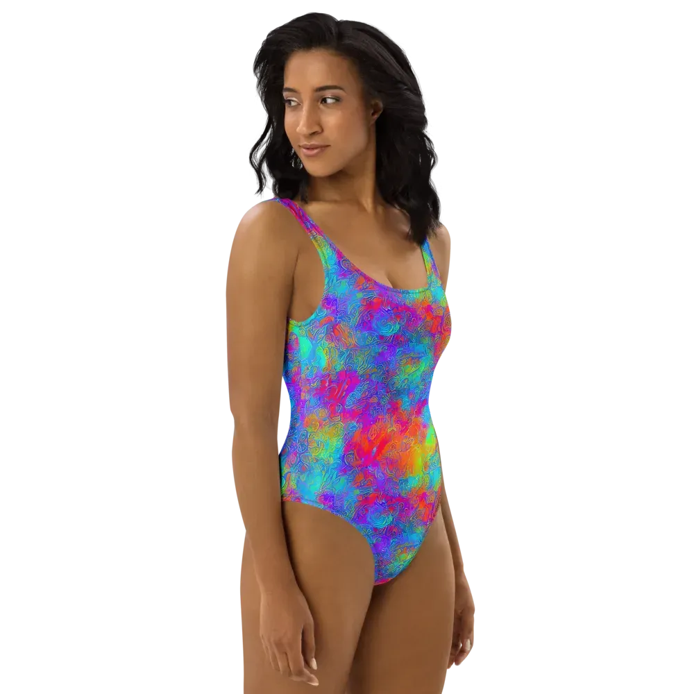 Acid Azure on One-Piece Swimsuit — Right