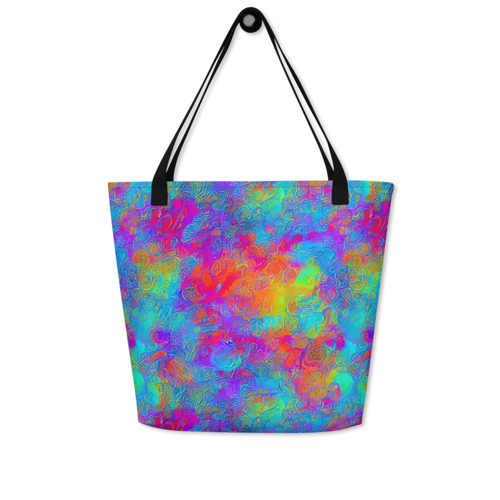 Acid Azure on Large Tote Bag W/ Pocket — Front