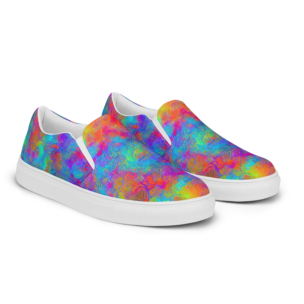 Acid Azure on Women's Slip-On Canvas Shoes — Right Front