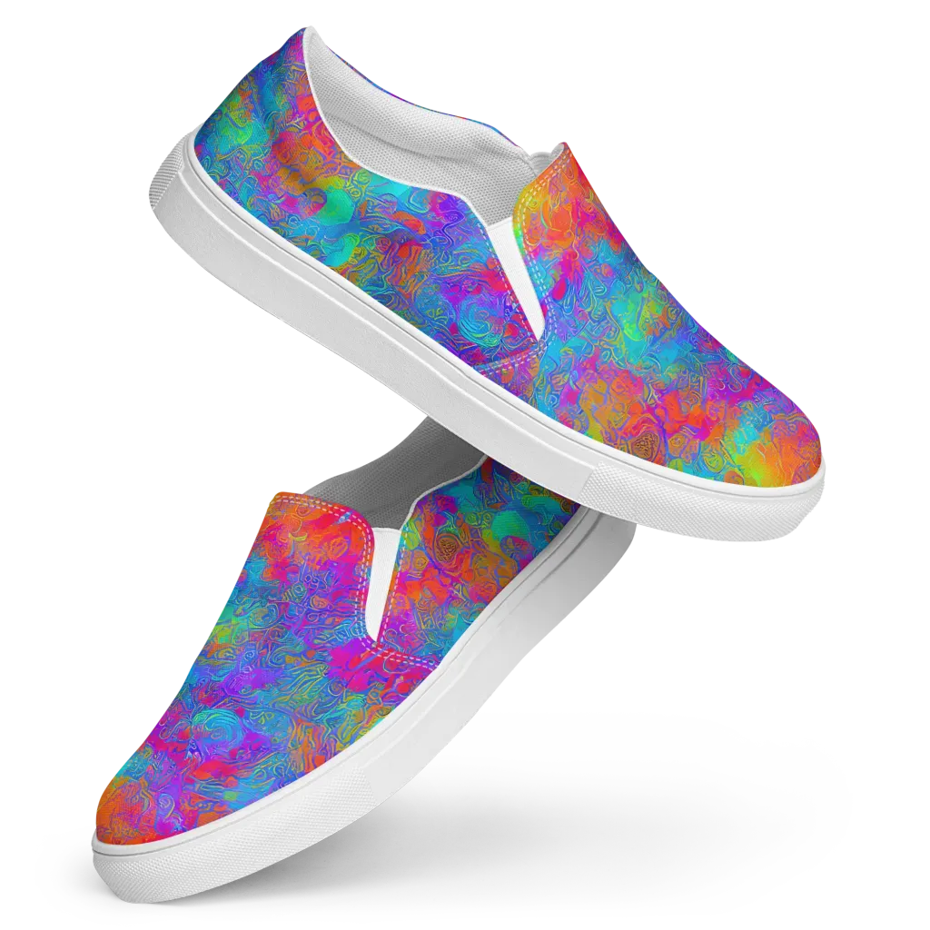 Acid Azure on Women's Slip-On Canvas Shoes — Front