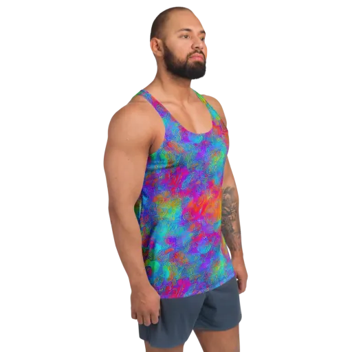 Acid Azure on a Men's Tank Top