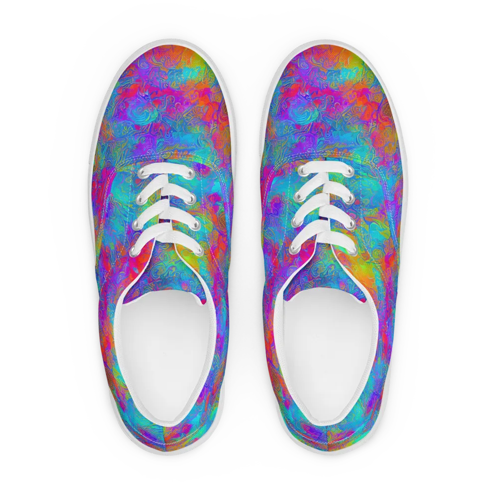 Acid Azure on Men's Lace-Up Canvas Shoes — Front