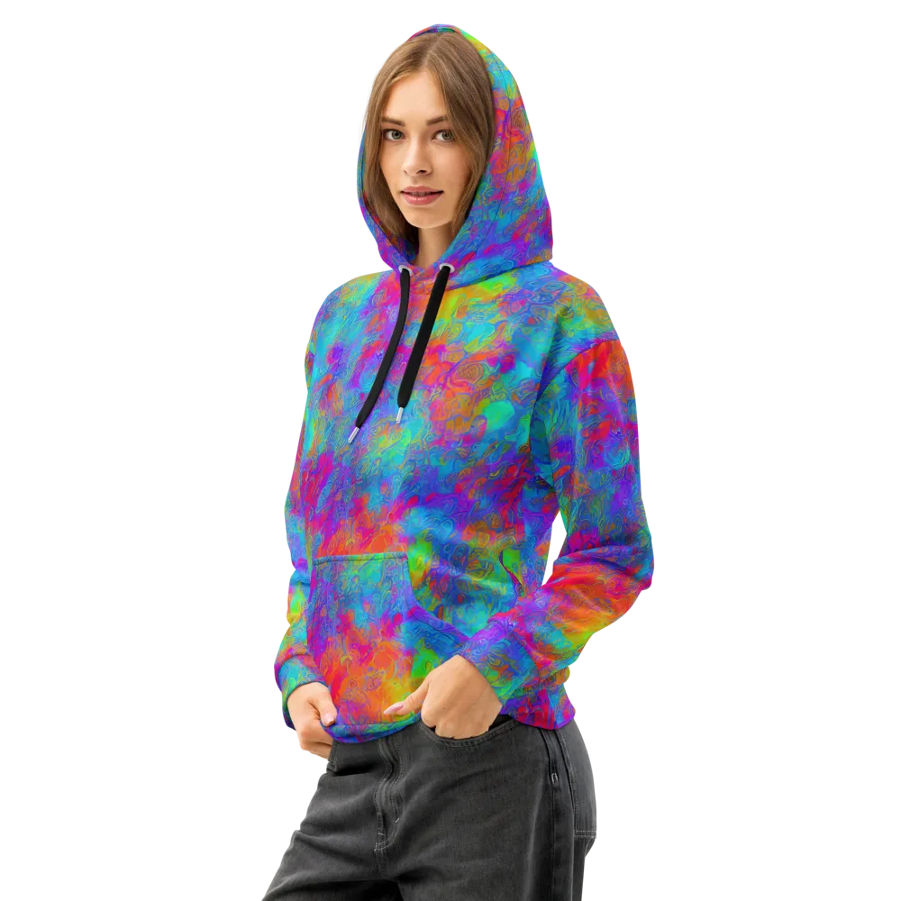 Acid Azure on Cotton Hoodie — Left Front