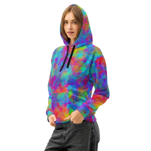Acid Azure on a Cotton Hoodie