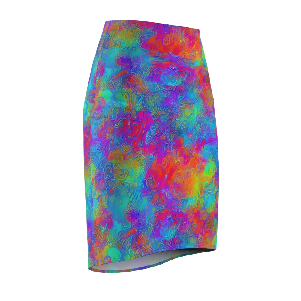 Acid Azure on Pencil Skirt — Front Side