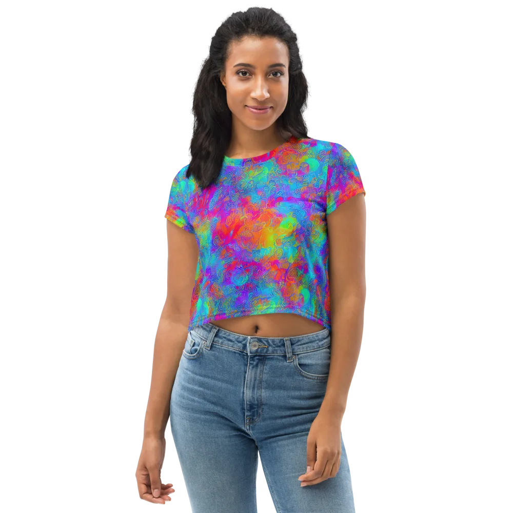 Acid Azure on Crop Tee — Front