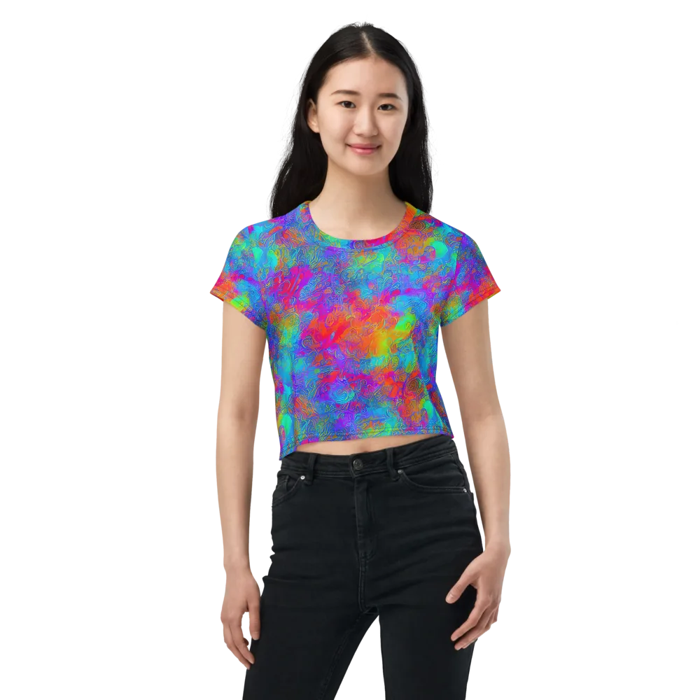 Acid Azure on Crop Tee — Front