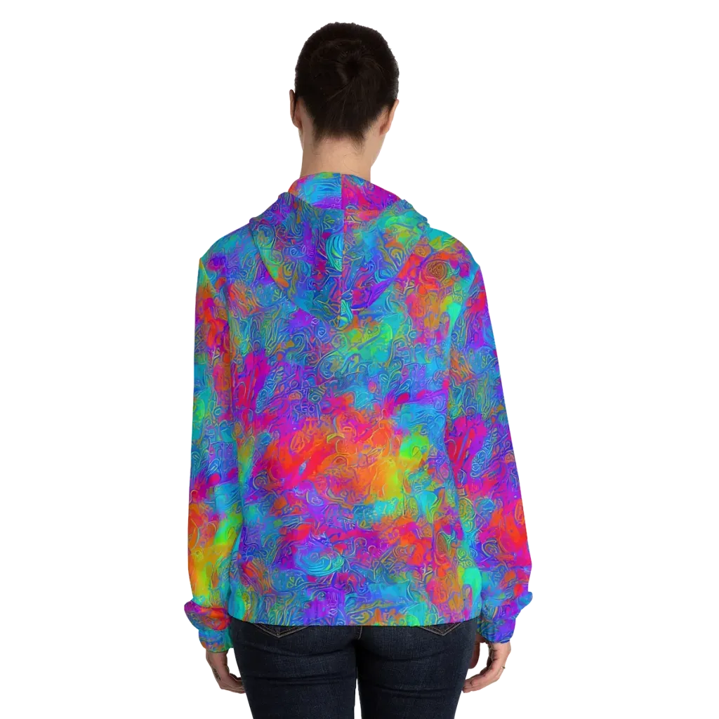 Acid Azure on Women's Full-Zip Hoodie — Back On Person