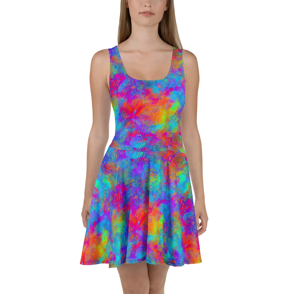 Acid Azure on Skater Dress — Front