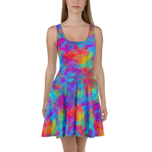 Acid Azure on a Skater Dress