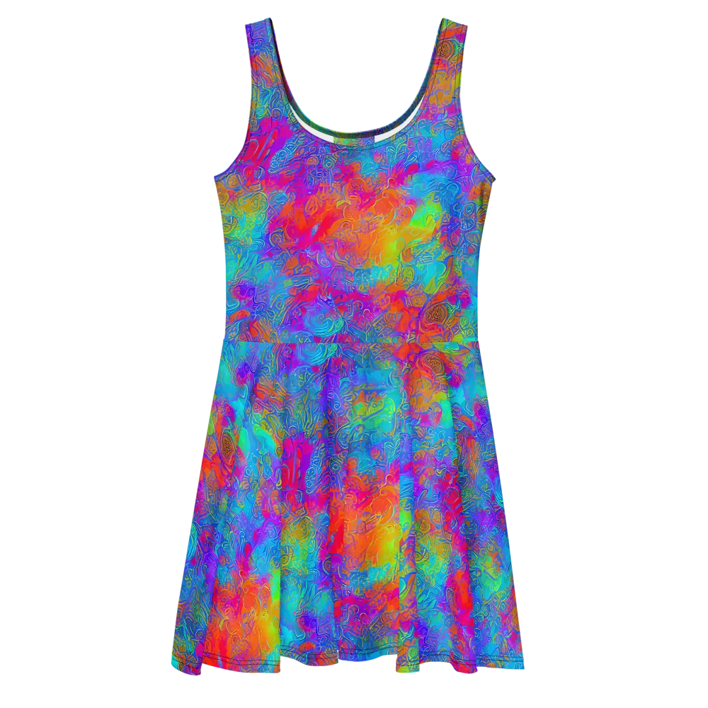 Acid Azure on Skater Dress — Front