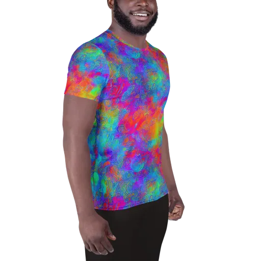 Acid Azure on a Men's Athletic T-Shirt