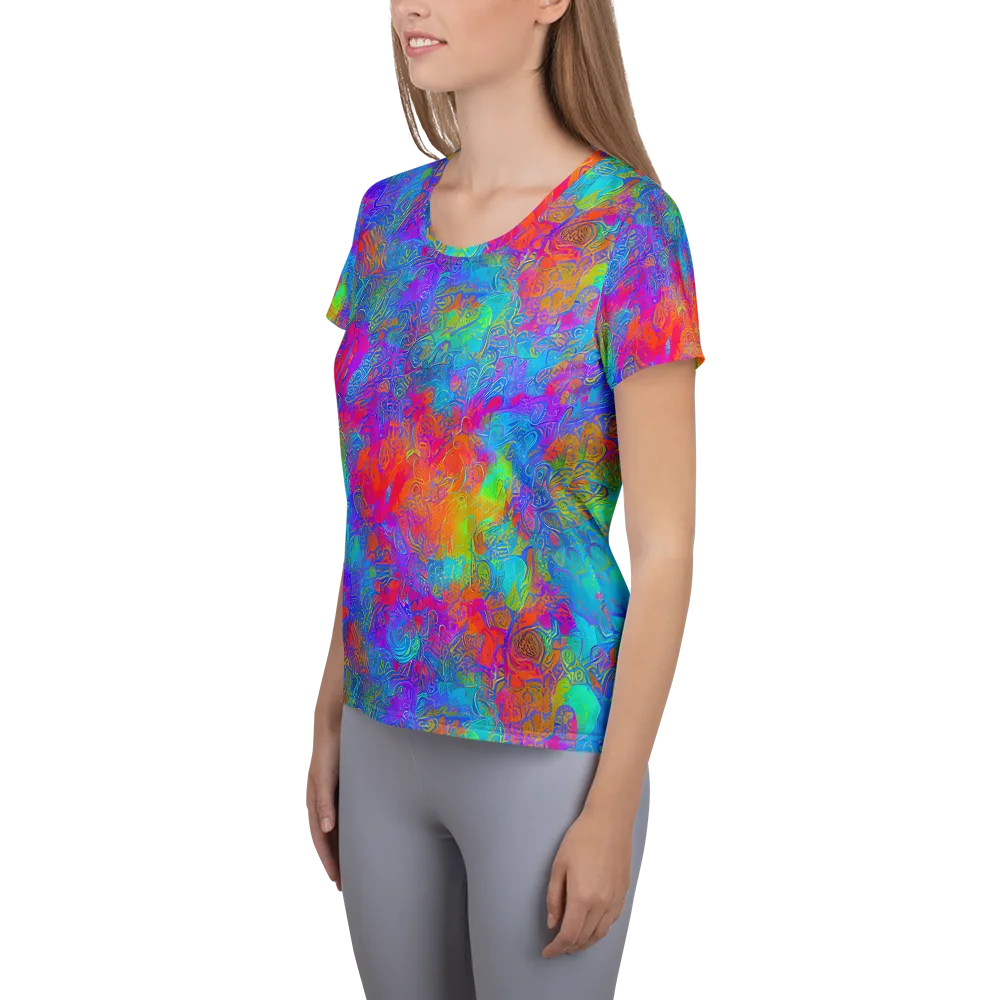 Acid Azure on Women's Athletic T-Shirt — Left