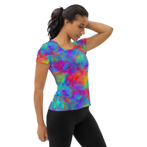 Acid Azure on a Women's Athletic T-Shirt