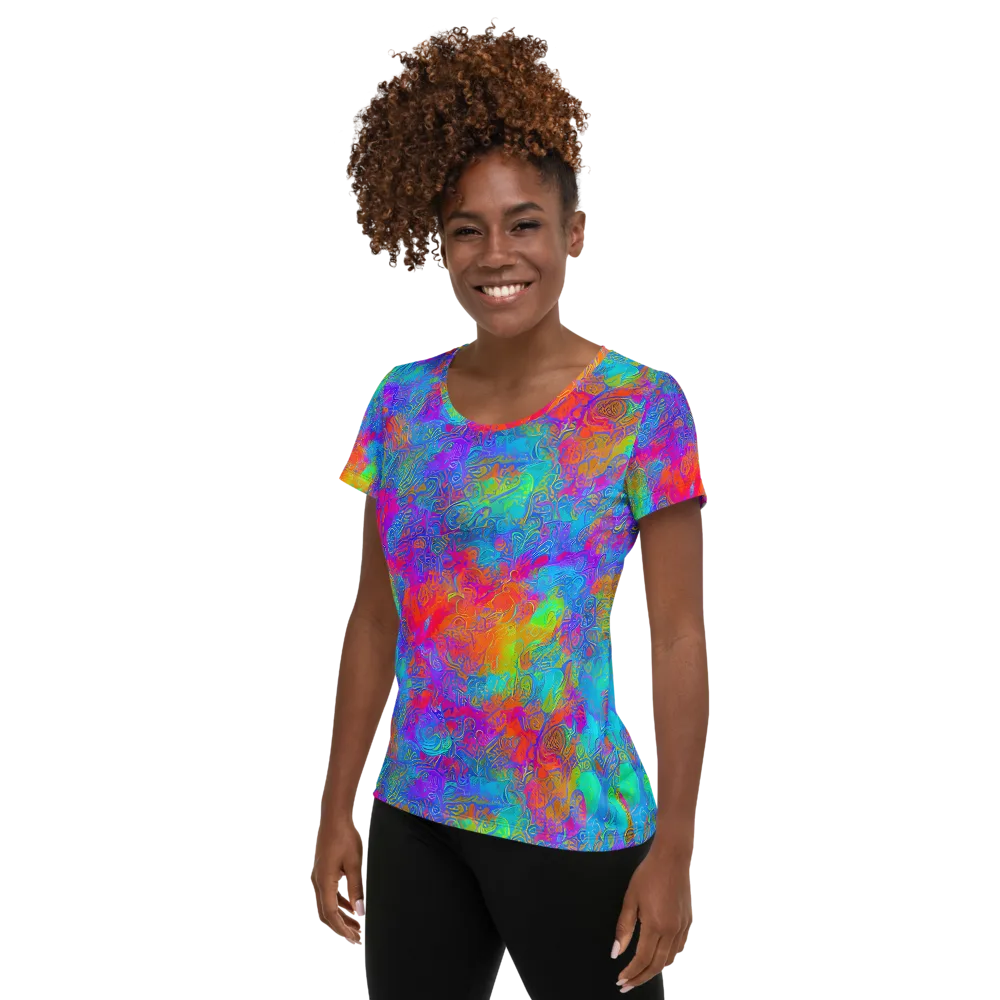 Acid Azure on Women's Athletic T-Shirt — Left