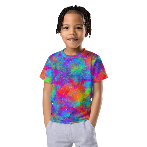 Acid Azure on a Kids Crew Neck T-Shirt