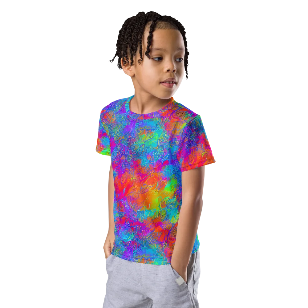 Acid Azure on Kids Crew Neck T-Shirt — Left Front