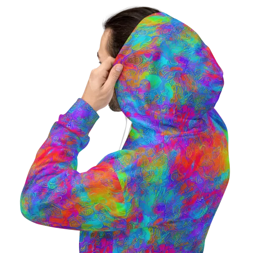 Acid Azure on a Hoodie