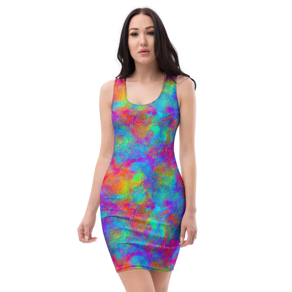 Acid Azure on Bodycon Dress — Front