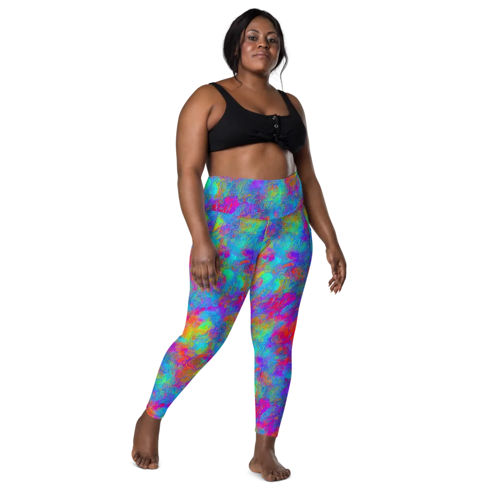 Acid Azure on Leggings with Pockets — Front