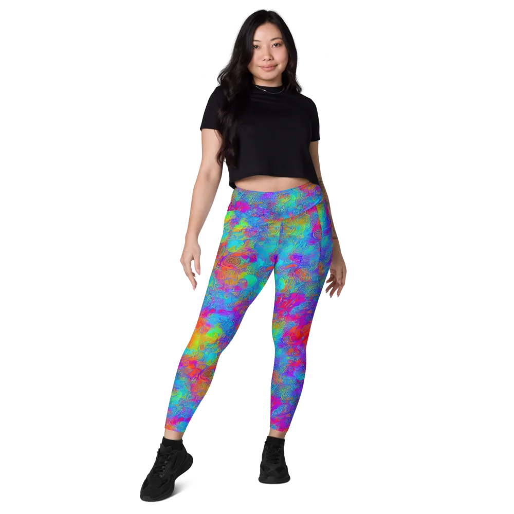 Acid Azure on Leggings with Pockets — Front