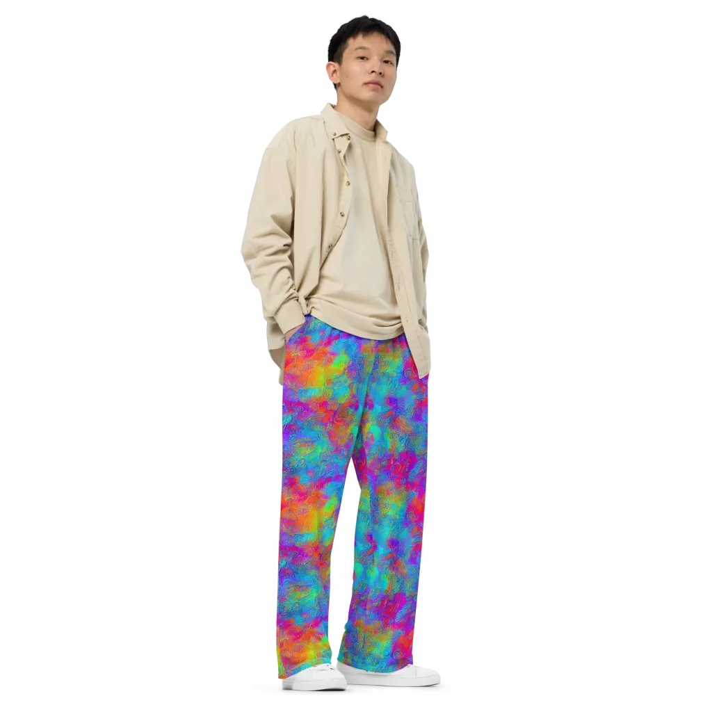 Acid Azure on Wide-Leg Pants — Right Front