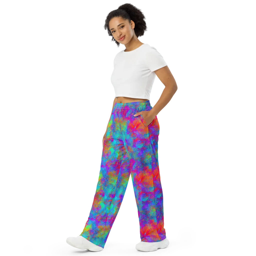 Acid Azure on Wide-Leg Pants — Left Front