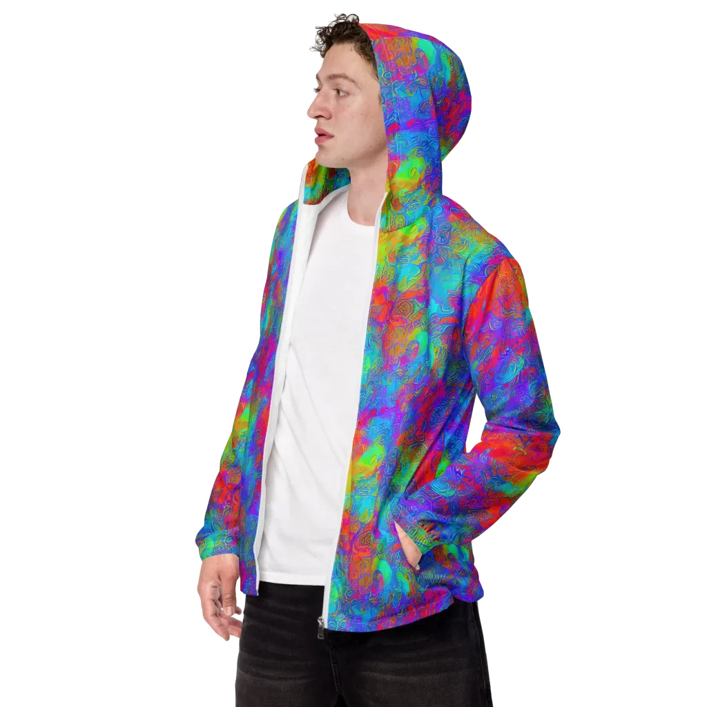 Acid Azure on Men's Windbreaker — Left Front