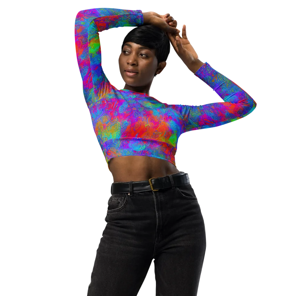 Acid Azure on Long Sleeve Crop Top — Front