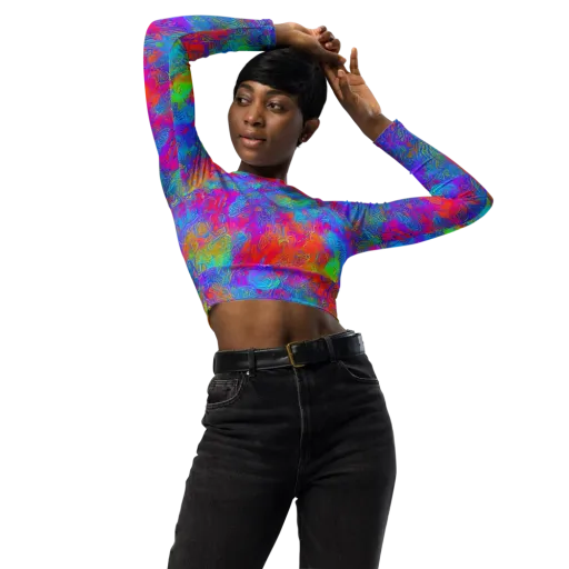 Acid Azure on a Long Sleeve Crop Top