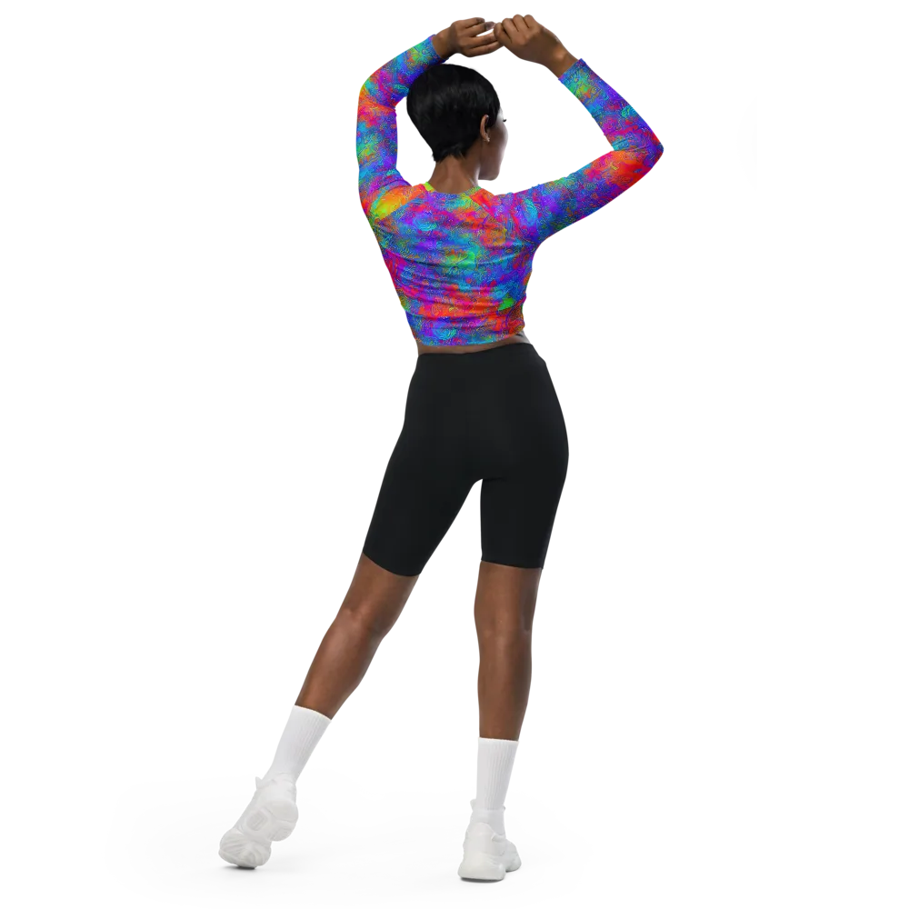 Acid Azure on Long Sleeve Crop Top — Back