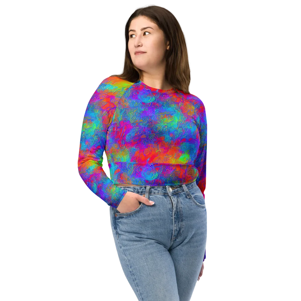 Acid Azure on Long Sleeve Crop Top — Front
