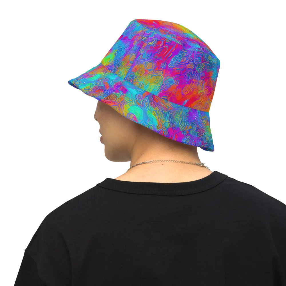 Acid Azure on Reversible Bucket Hat — Back Inside