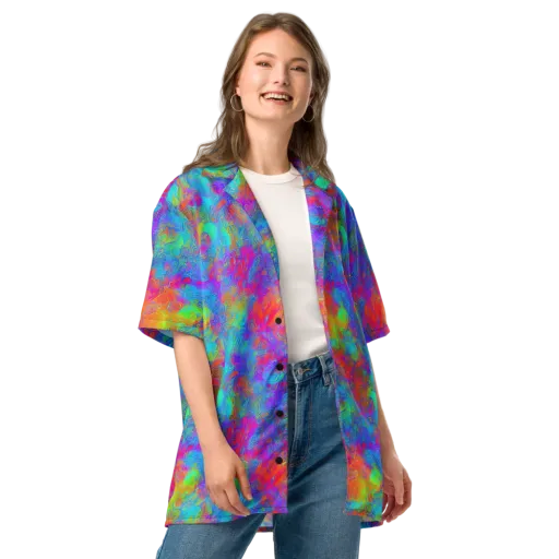Acid Azure on a Button Shirt