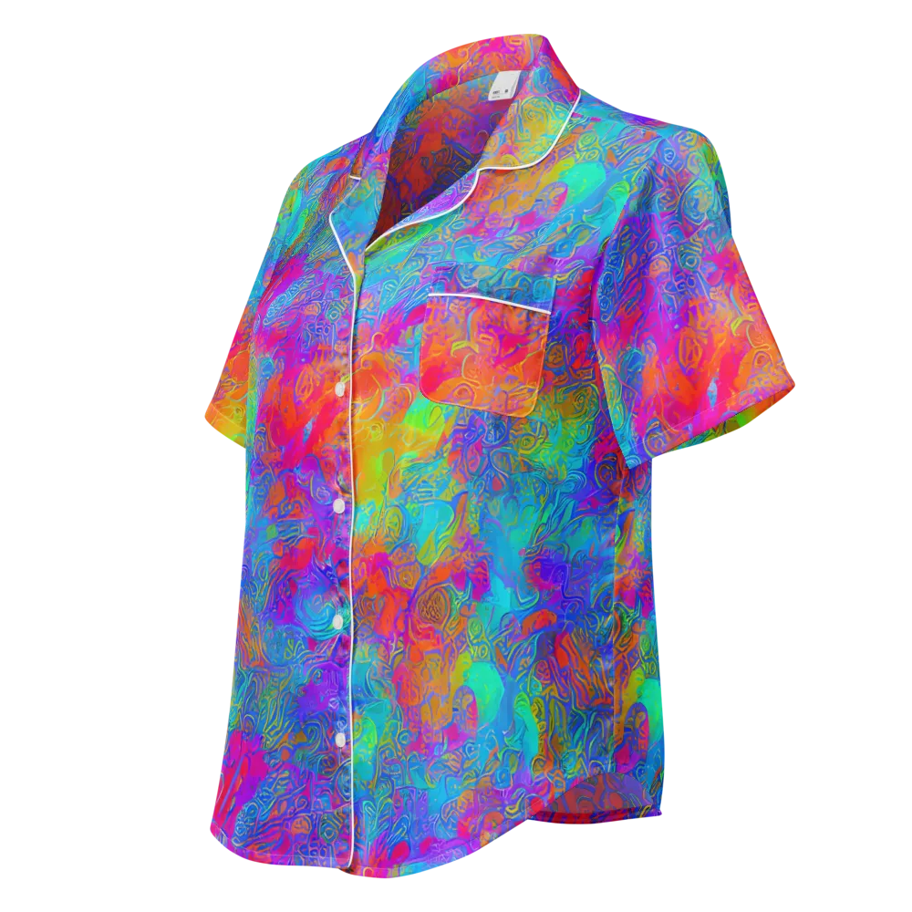 Acid Azure on Women's Short Sleeve Pajama Top — Left Front