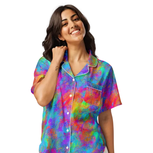Acid Azure on a Women's Short Sleeve Pajama Top