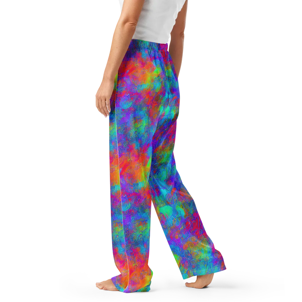 Acid Azure on Women's Pajama Pants — Left