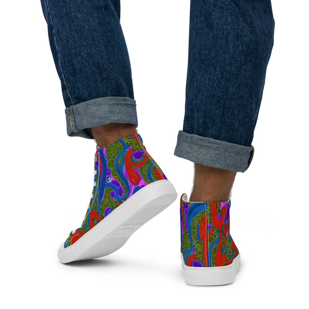 Limewire Dream on Men's High Top Canvas Shoes — Back