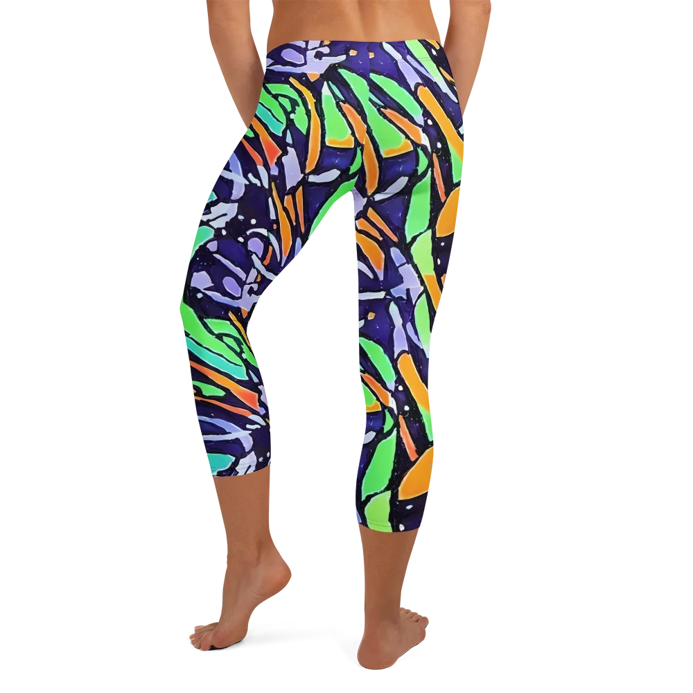 Night Garden on Capri Leggings — Back