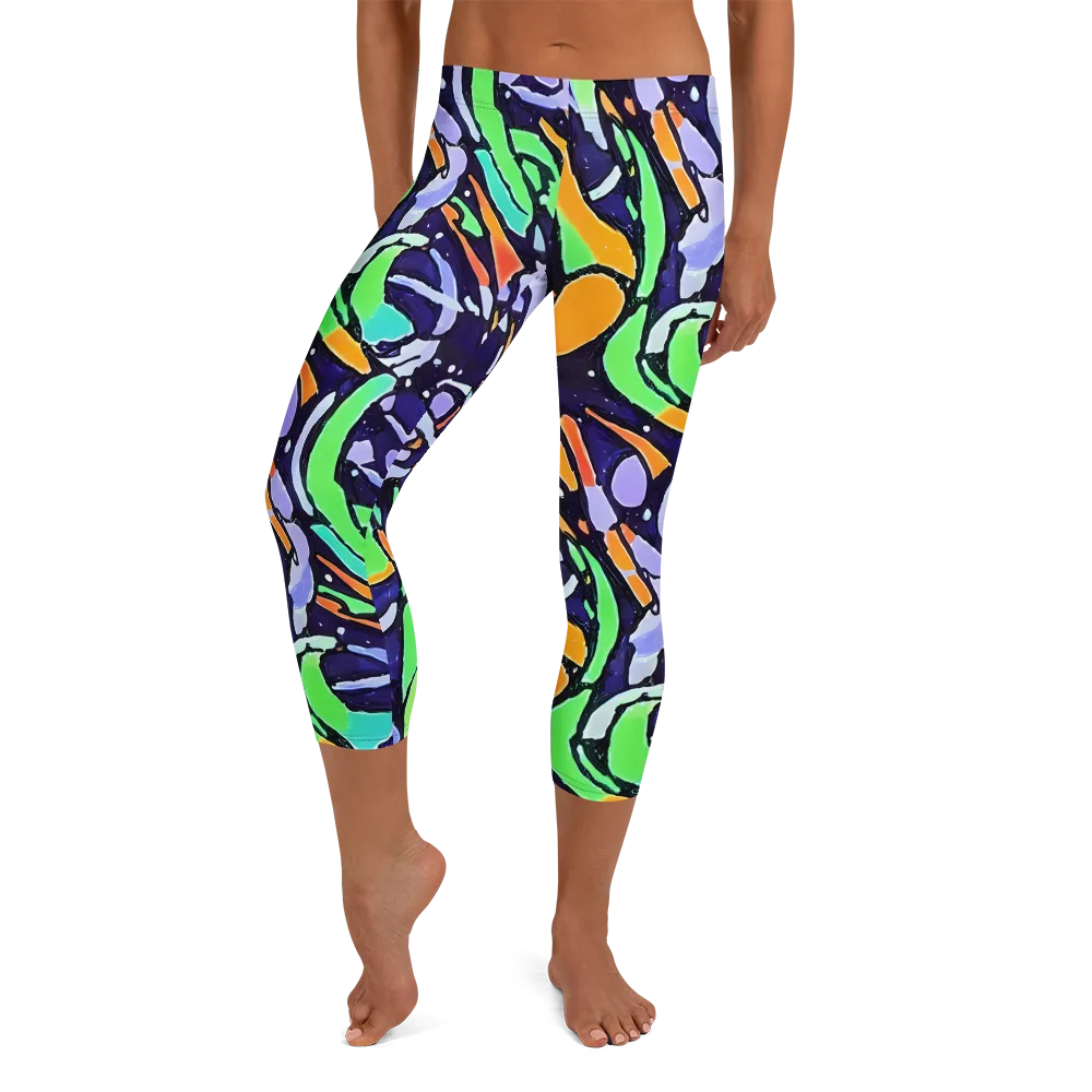 Night Garden on Capri Leggings — Front
