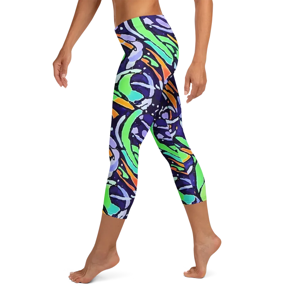 Night Garden on Capri Leggings — Left