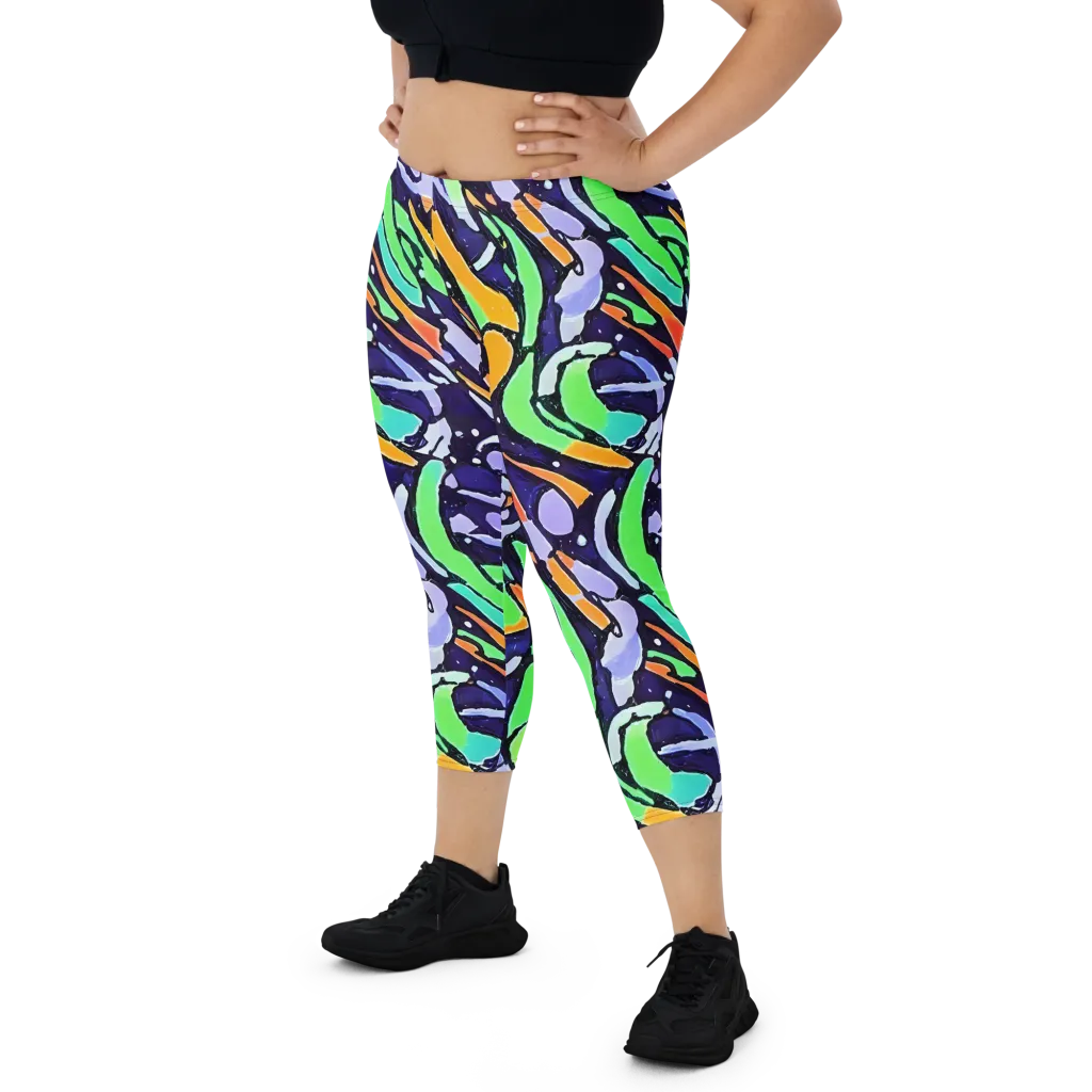 Night Garden on Capri Leggings — Front