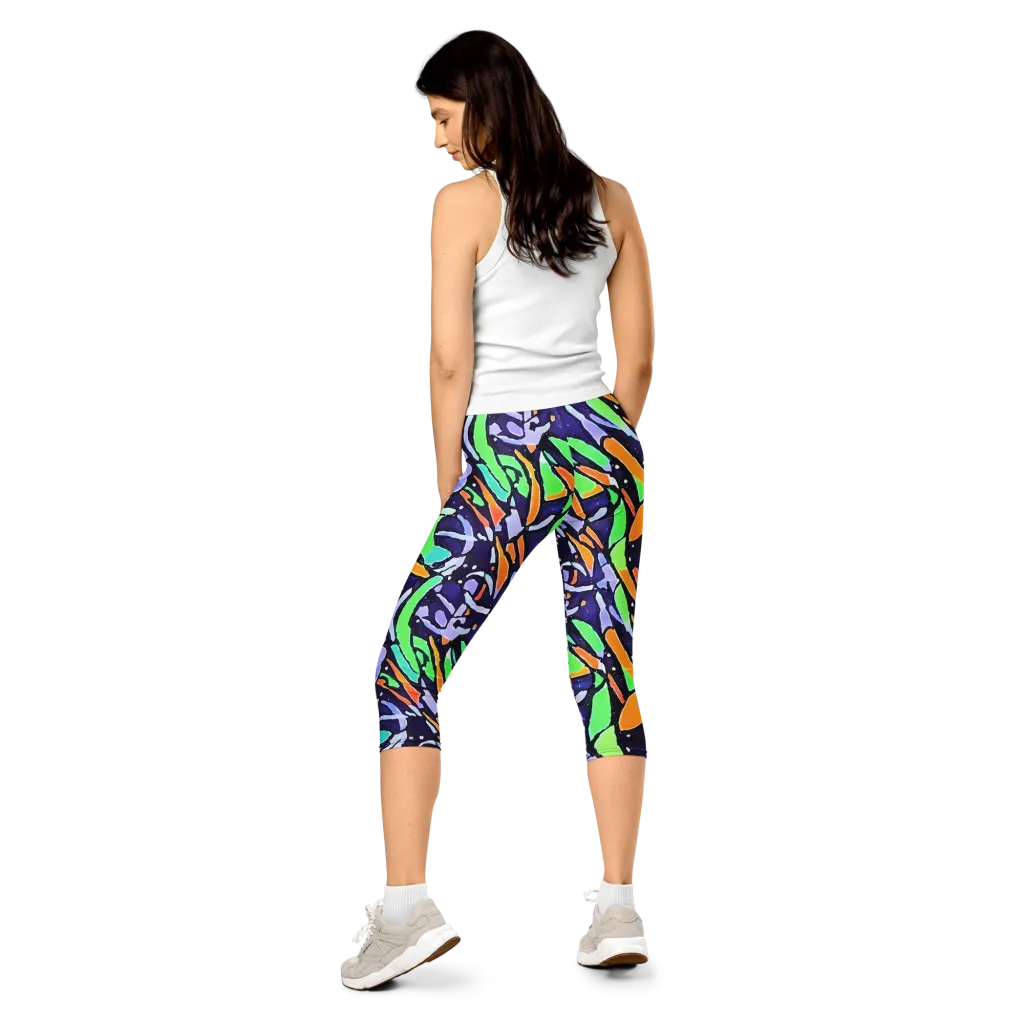 Night Garden on Capri Leggings — Back