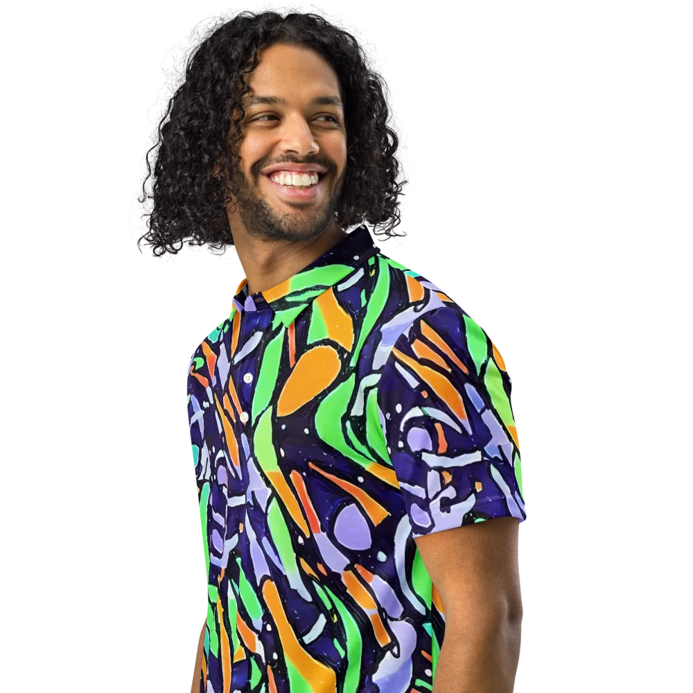 Night Garden on Men's Slim Fit Polo Shirt — Left Front