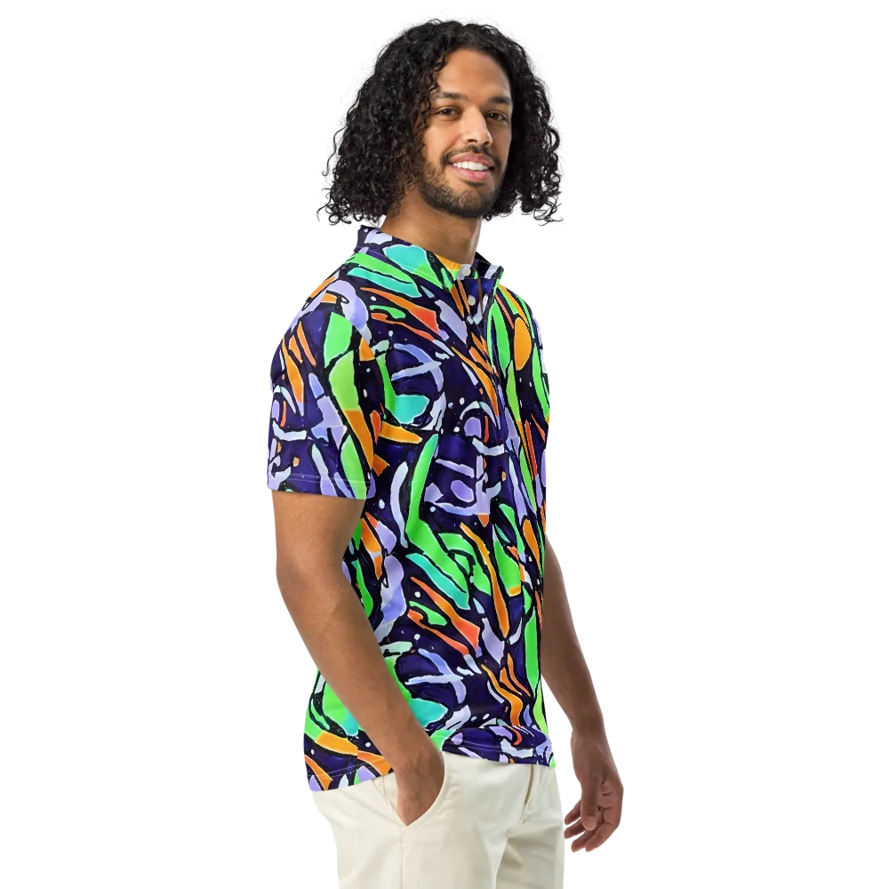 Night Garden on Men's Slim Fit Polo Shirt — Right Front