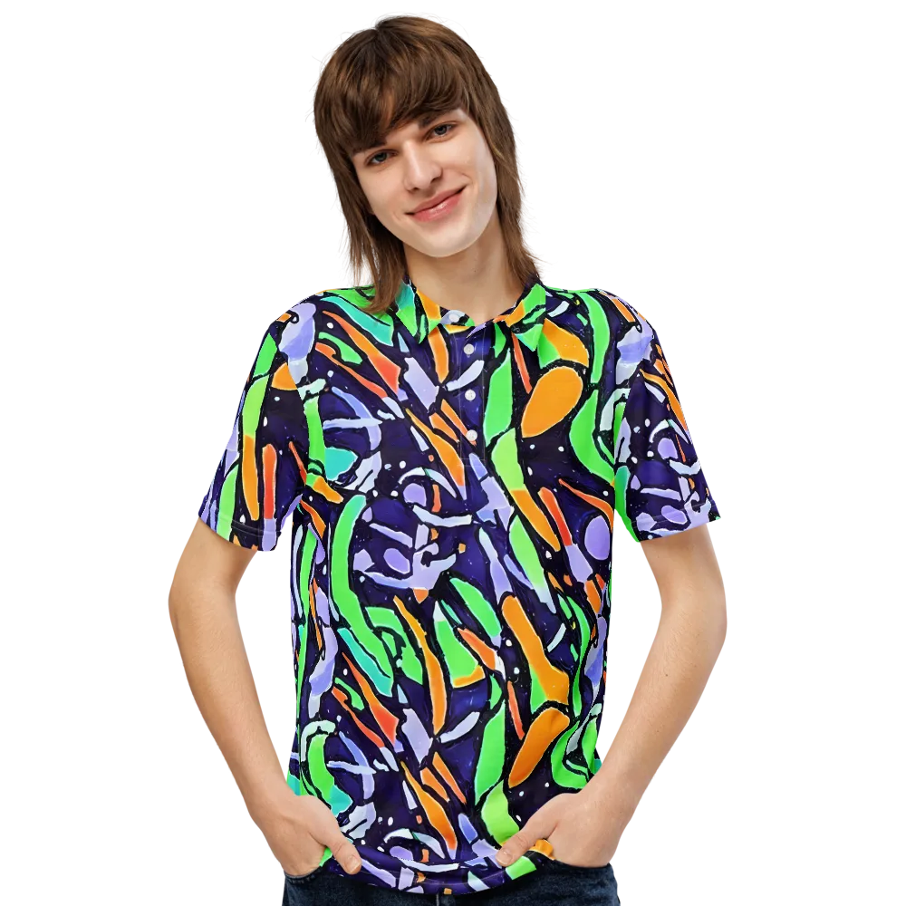 Night Garden on Men's Slim Fit Polo Shirt — Front