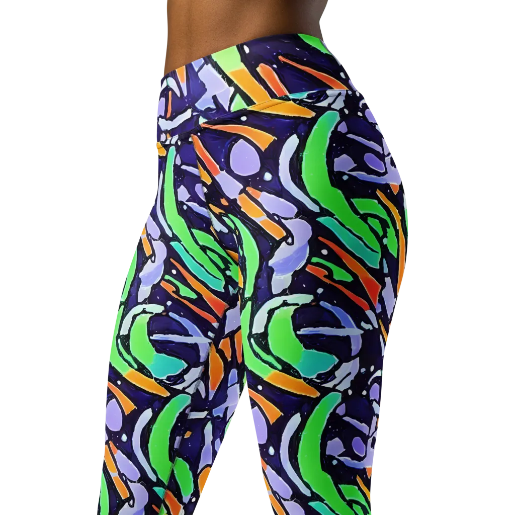 Night Garden on Yoga Leggings — Left Front