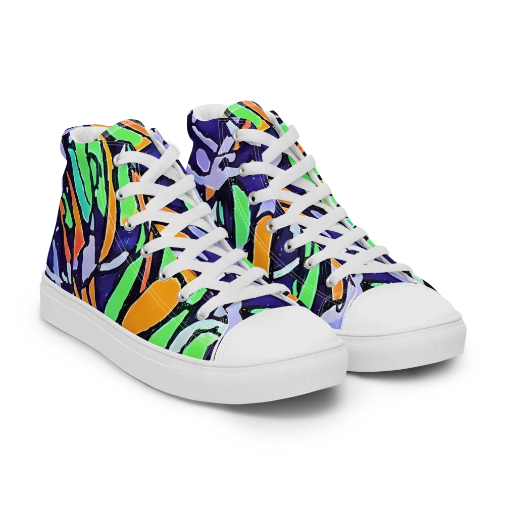 Night Garden on Men's High Top Canvas Shoes — Right Front