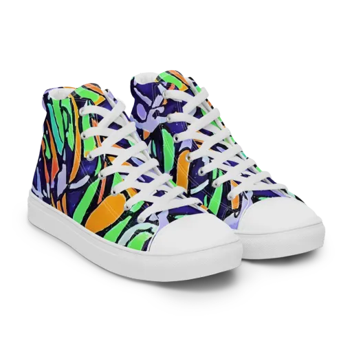 Night Garden on a Men's High Top Canvas Shoes