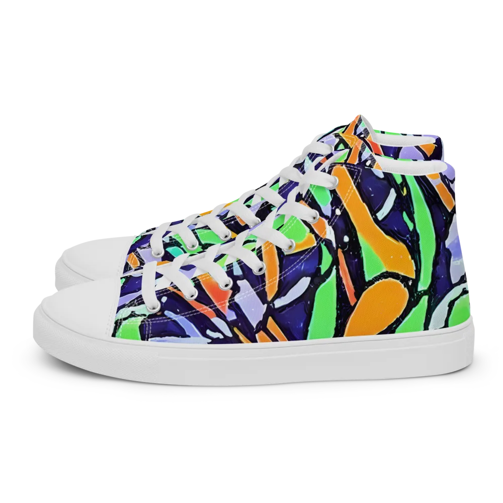 Night Garden on Men's High Top Canvas Shoes — Left